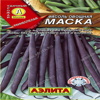 Фасоль Маска овощная, выс.60см, куст, фиолет, ЦВ, 5 г